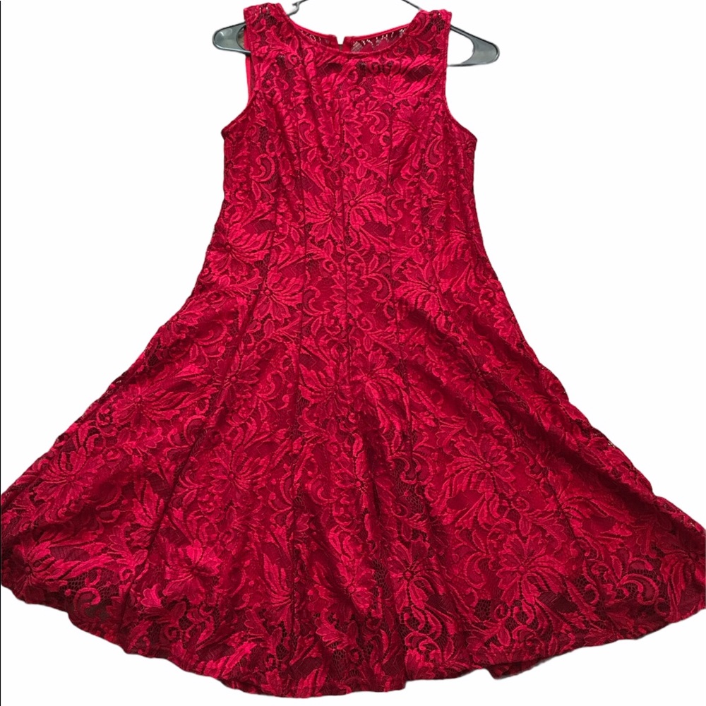 Red Lace Sleeveless Dress Medium EUC By Ryan Michelle‎